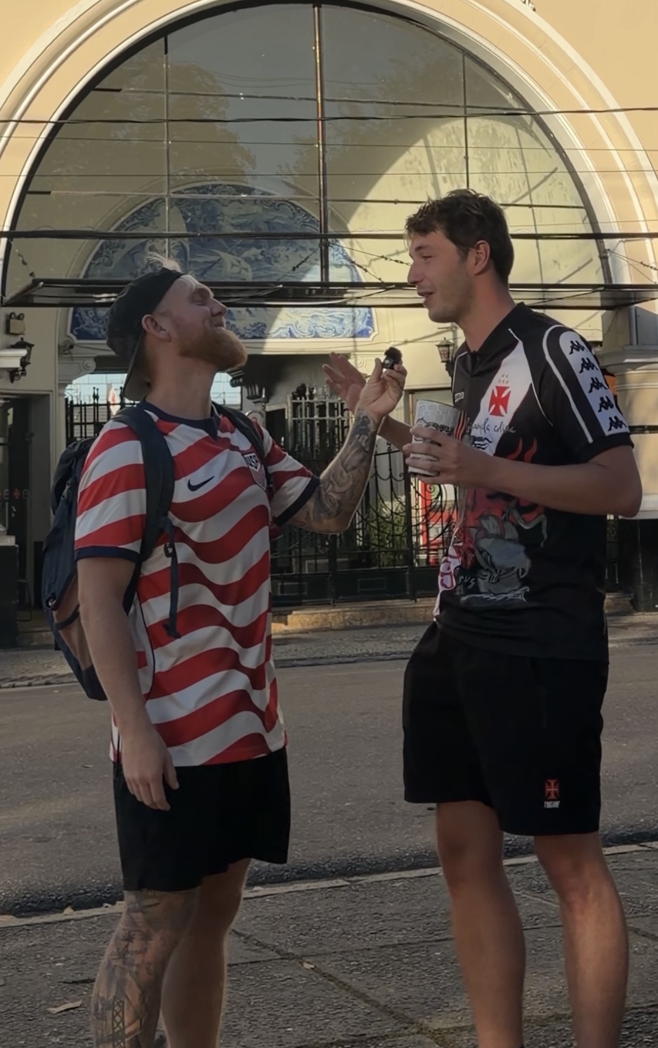 Francisco conducting a street interview